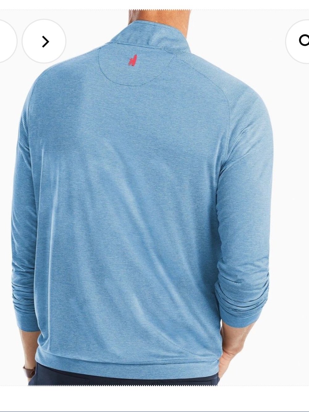 JOHNNIE-O Vaughn Striped 1/4 Zip Performance pullover Large  blue